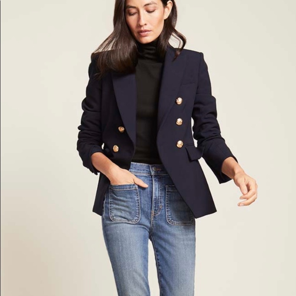 military style navy gold buttons jacket small